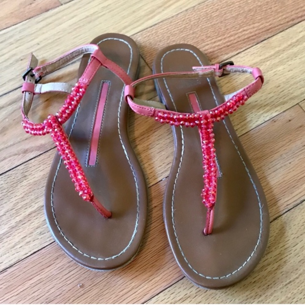 New direction pink beaded sandals